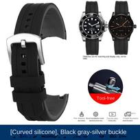 20mm 22mm Waterproof silicone watch strap for Casio Tissot Seiko No.5 Green Water Ghost Citizen Arc Mouth Curved End Watch Chain 20mm