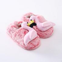 Šlepetės su flamingų motyvu, lengvos, patogios, šiltos, animacinio stiliaus vaikiškos šlepetės, pliušinės Size 9 or 10 white