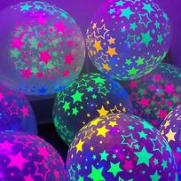 10 Clear Latex Balloon Neon UV Blacklight Reactive Star Balloons Stars Points Birthday Party Decorations 10inch