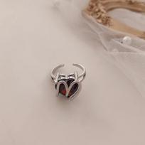 Niche Design Sense M Love Ruby Open Ring Female Cold Wind Sweet Cool Retro Personality Hip Hop Index Finger Ring copper