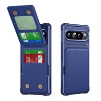 Magnetinis Vertikalių Kortelių Lizdas Piniginė Odinis Dėklas Google Pixel 9 Pro XL 8 8A 7 7A Anti-Fall Krepšio Kišenė Itin Plonas Dangtelis For Google Pixel 9 Pro XL mėlyna