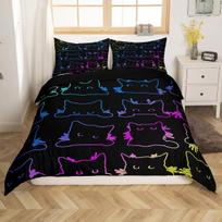 Lovely Cat Soft Duvet Cover Set Young Boys Young Girls Adult Peoples Animal Printed Beding Set Pet Theme Warm Comforter Cover Pet Comfortable Quilt 100*200cm Single