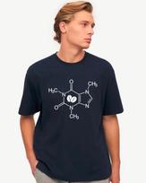 Caffeine Molecule T-Shirt, Coffee Bean Chemistry Science Lover Nerd Gift Tee L