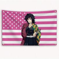 Tomioka Giyuu Amerikos Vėliava Anime Kimetsu No Yaiba Vėliava Lauko Dekoras Dekoras Garažo Vėliavos Gobelenas Flaga 74x94cm(29x37in) black