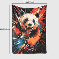 Vibrant Panda Art Print Fleece Throw Blanket - Cozy, All-Season 100% Polyester, Tear-Resistant, Perfect for Sofa, Beach, Camping 75x90cm