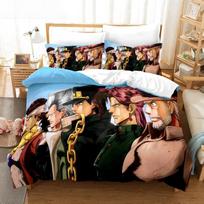 Anime JoJo Bizarre Adventure Jotaro Kujo Bedding Set Boys Girls Twin Queen Size Duvet Cover Pillowcase Bed Kids Adult 135x200cm