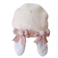 Girls Woman Rabbit Ear Berets Artist Painter Hat Casual Adult Adjustable French Hat for Camping Shopping Traveling