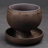Coarse Ceramic Round Ceramic Coffee Cup with Saucer Handcrafted Rotate Tea Cup 150ML Kiln Glaze Milk Cup Tabletop Drinking kava