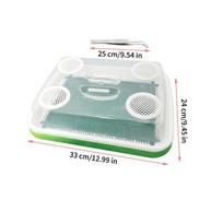 3-Layer Poop Filter Mealworm Breeding Container, Odor-Proof Fine Mesh Nesting Box with Tweezer, for Lizard Frog Tortoise žalia