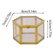 Luxurious Hexagonal Jewelry Ring Box, Golden Glass Retro Design, High-grade Gold Decoration Accessory Case, Elegant Jewelry Stor