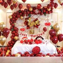 Wedding Celebration Balloon Set Room Decoration Festive Atmosphere Accessories Bedside Arrangement round Shape Animal Theme Connected branches ruby ​​red