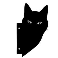 Peeping Black Cat Outdoor Garden Lawn Fence Metal Stakes Decoration Restaurant Wall Window Hanging Sculpture Collection Gift