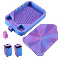Multi-Color Partitioned Diamond Painting Tray Prismatic Shine Lid Silky Diamond Art Tray 2 Storage Bucket Easy Pour Design
