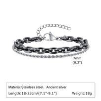 Vnox Stacked Rolo Chain Cuban Link Chain Bracelets for Men Boys, Stainless Steel Layered Chain Bracelet, Cool Male Jewelry Gift