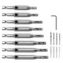 17pcs HSS Self Centering Hinge Drill Bit Set for Pilot Holes in Door Cabinet with 6mm Shank for Electric Drills China Mainland