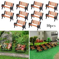 10pcs Model Park Bench 1:87 Bench Chair Settee Street Park Layout For Sand Table Model Making Scene Decoration Landscape China Mainland