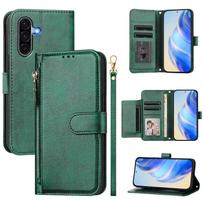 For Samsung Galaxy A15 A16 A25 A26 A32 A36 A53 A56 A73 Wallet Case with Card Slot Zipper Flip Folio with Lanyard Strap Kickstand For Galaxy A12 žalia