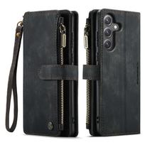 For Samsung Galaxy S24 FE Case, Wallet Case for Women Men, Durable PU Leather Magnetic Flip Strap Wristlet Zipper Card Holder For Galaxy S24 FE juoda