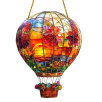 Hot Air Balloon Sun Catcher Acrylic Balloon Stained Window Sun Catcher Rainbow Decor Hangable Ornament for Window Home Kitchen raudona