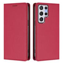 WEFOR Wallet Case for Samsung Galaxy S22 S21 S20 Ultra S10 S9 S8 Plus S7 S6 with Magnetic Flip Cover, Card Slots & Kickstand For Galaxy S6 Edge raudona