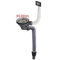 SUS304 Sink Basket Strainer for Kitchen with Side Drain Outlet 110mm 114mm Telescopic Pipe 300mm to 830mm Easy Install