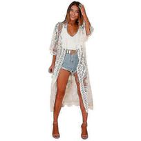 Women's Swimsuit Cover Up Kimono Dress Floral Lace Bikini Swimwear - PR