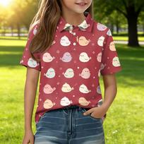 Kids Casual Short Sleeve Polo Shirt Animal Print Lightweight Soft Fabric Comfortable Fit Durable Stitching Breathable Material 150 raudona