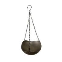Hanging Bird Bath Imitation Wood Grain Plastic Bowl with Metal Chains Rustic Bird Bath Feeder Bowl for Multiple Birds Outdoor Garden Backyard Decor