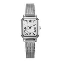 Women Rectangle Dial Watch Roman Numerals Metal Mesh Band Classic Casual Dress Watch Ladies Quartz Analog Wristwatch