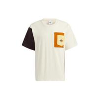 adidas originals Series Contrast Color Stitching Pocket Round Neck Short Sleeve Creamy White T-Shirt Men's HC0343 L