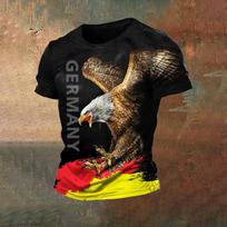 German Flag 3D Printed T-shirt Men's Retro Harajuku Round Neck Short Sleeved Top Summer Casual Comfortable Loose Streetwear 3XL