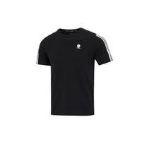 Men's adidas neo Solid Color Stripe Logo Athleisure Casual Sports Round Neck Short Sleeve Black T-Shirt HN8779 S
