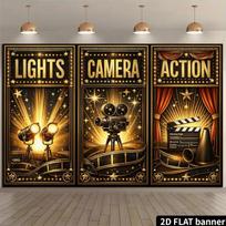 2D Oscar Themed Backdrop Cinema Clapperboard Photography Banner 47.2x31.5inch/120*80cm