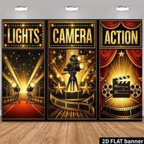 2D Movie Theme Backdrop Vintage Cinema Photography Banner 47.2x31.5inch/120*80cm