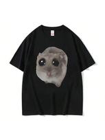 Funny Sad Hamster Expression Pack Crying Big Eyes Cute Mouse T-Shirt Female Fashion Kawaii Clothing T-Shirt T-Shirt Wounisex Y2K S