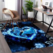 Seahorse and Manta Ray Heart Pattern Printed Chair Mat -Decorative Mats for Office Tables,Coffee Tables - Durable and Fashionable Carpet0331 100cm x 120cm