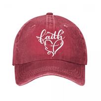 Vintage Faith Heart Baseball Cap  New Vintage Washed Cotton Baseball Cap Parent Kids Sun Hats Adjustable
