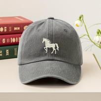 pc Vintage Washed Casual Baseball Cap with Running Horseoutdoor Leisure Lightweight Adjustable Fit Cap for All Seasons Daywear Adjustable