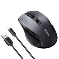 UGREEN Wireless Mouse, Bluetooth & 2.4GHz, Silent, 6 Buttons, USB-C, Rechargeable, 4000 DPI, 5-Level DPI Adjustment, Compatible with Windows PCs,