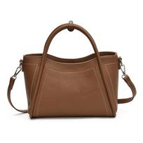 Vintage Leather Tote Bag with White Stitching, Multi Functial Top Handle Detachable Crossbody Strap Wings Bags for Women Daily