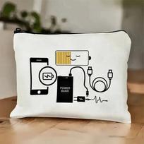 White Charger Cable Organizer Bag, Travel Power Bank Storage for Smartphe Tablet Laptop, Gift for Parents smėlis