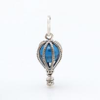 Silver-Plated Blue Crystal Hot Air Balloon Pendant Charm sidabras