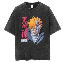 benber vintage style Ulquiorra Cifer Ts Bleach Anime Tees Round Neck Washed T s Japanese Harajuku Unisex s Casual Short Sleeves S