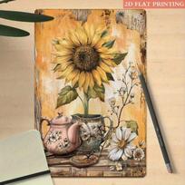 Planetjuice Planetjuice Vintage Sunflower Teapot Metal Wall Poster for Kitchen