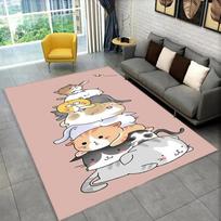 Cute Cat Cartoon Area Rug,Carpet Rug for Living Room Children's Bedroom Sofa Doormat Decor,Kids Play Crawling Non-slip Floor Mat 40x60cm 16x24 inch