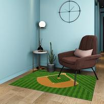Baseball Field Design Area Rug,Soft Touch&Non-Slip,Washable Sports Theme Mat for Entryway,Porch,Bedroom,or Indoor Decor 40x60cm