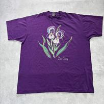 Vintage T Shirt Mens XL Purple Single Stitch Graphic Print 90s USA Flowers XXXL