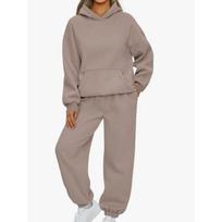 Baggy Fall Fashion Womens 2 Piece Outfits Hoodie Sweatsuit Sets Sweatshirt Sweatpants with Pockets Plus Size XS