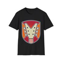 Guitar Badge T-Shirt, Rock Metal Music Graphic Tee, Regular Fit Top 3XL