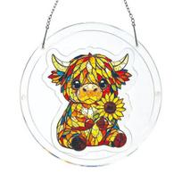 Suncatcher Stained Glass Puzzle Acrylic Pendant Light Refraction Window Hanging Jigsaw for Home Decor A geltona